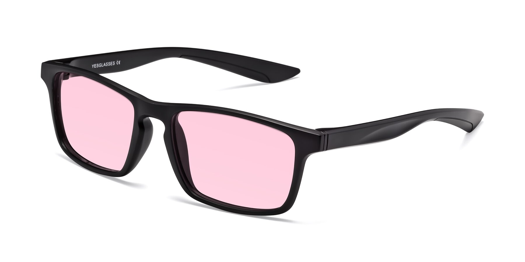 Angle of Passion in Matte Black with Light Pink Tinted Lenses