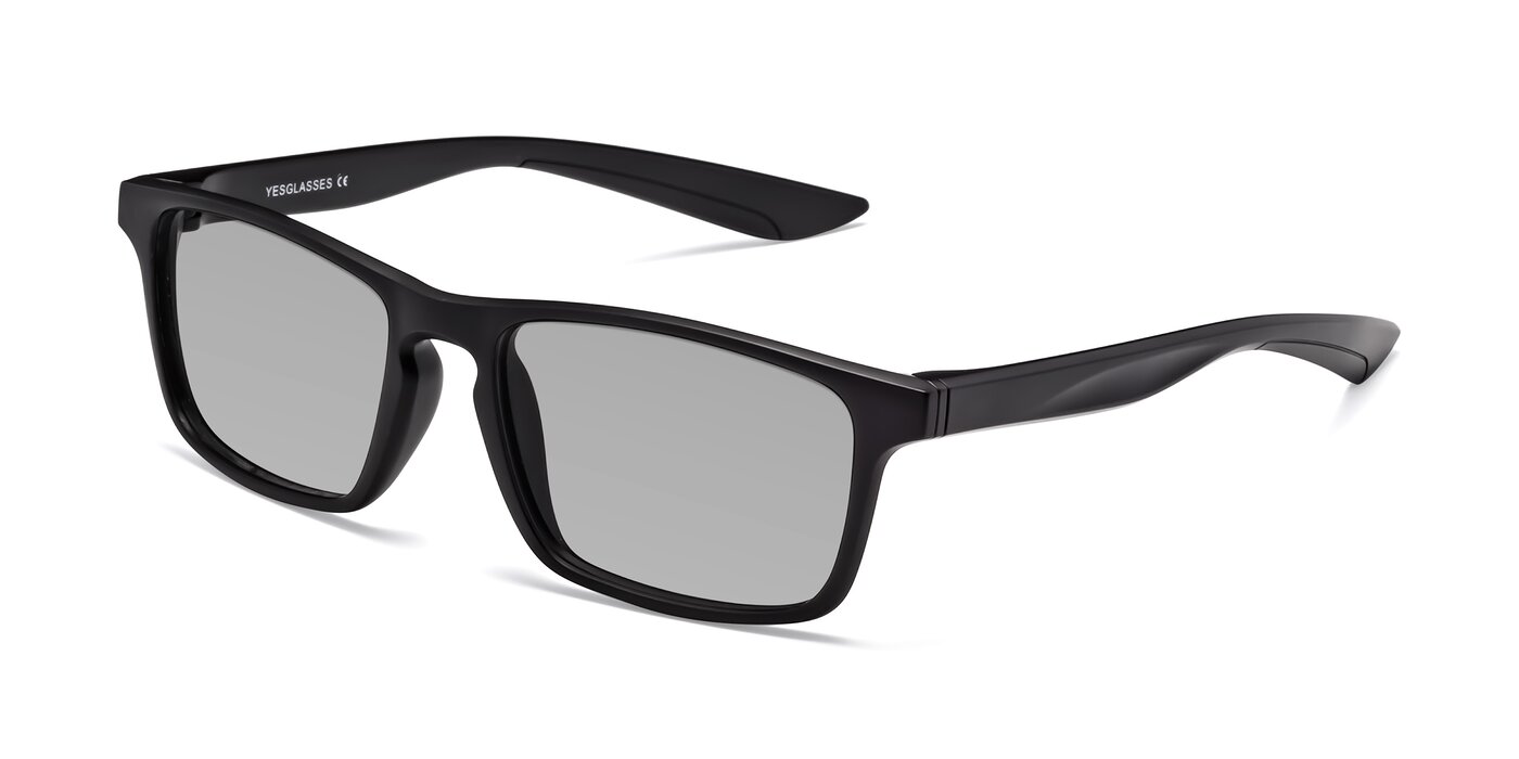 Matte Black Wrap Around Keyhole Bridge Tr90 Tinted Sunglasses With Light Gray Sunwear Lenses 1479