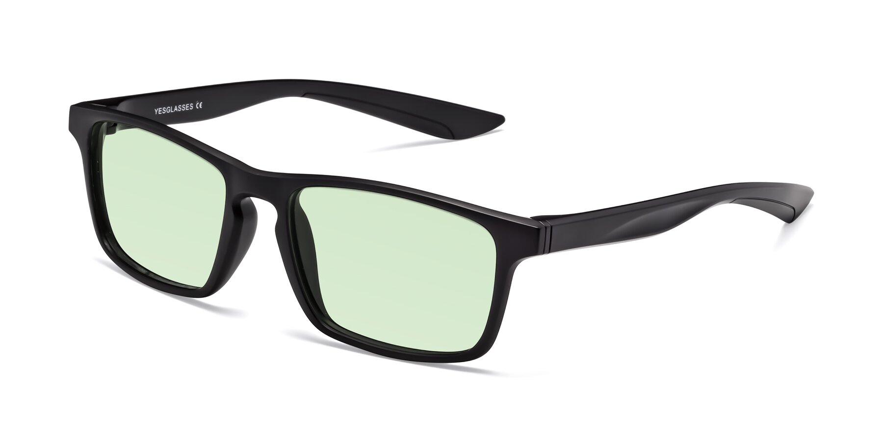 Angle of Passion in Matte Black with Light Green Tinted Lenses