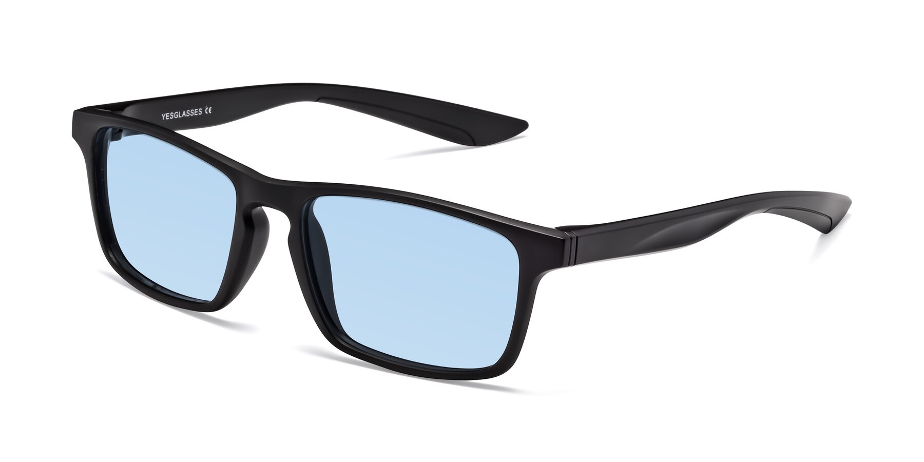 Angle of Passion in Matte Black with Light Blue Tinted Lenses