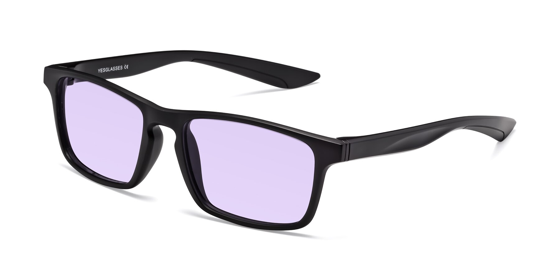 Angle of Passion in Matte Black with Light Purple Tinted Lenses
