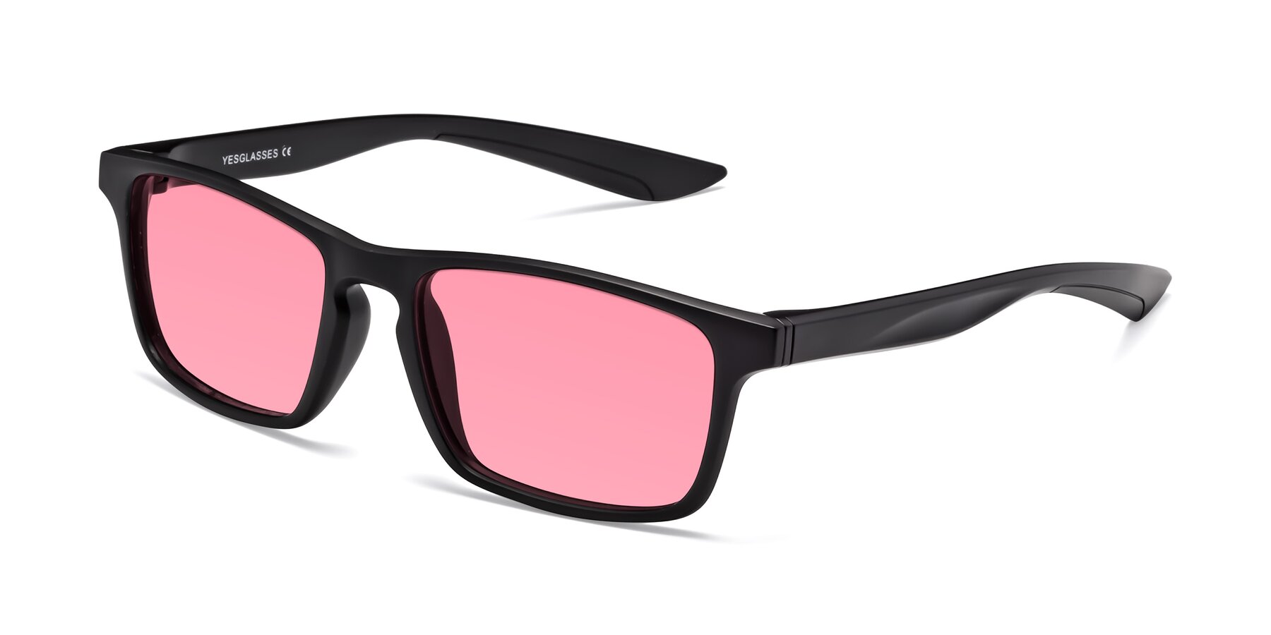 Angle of Passion in Matte Black with Pink Tinted Lenses