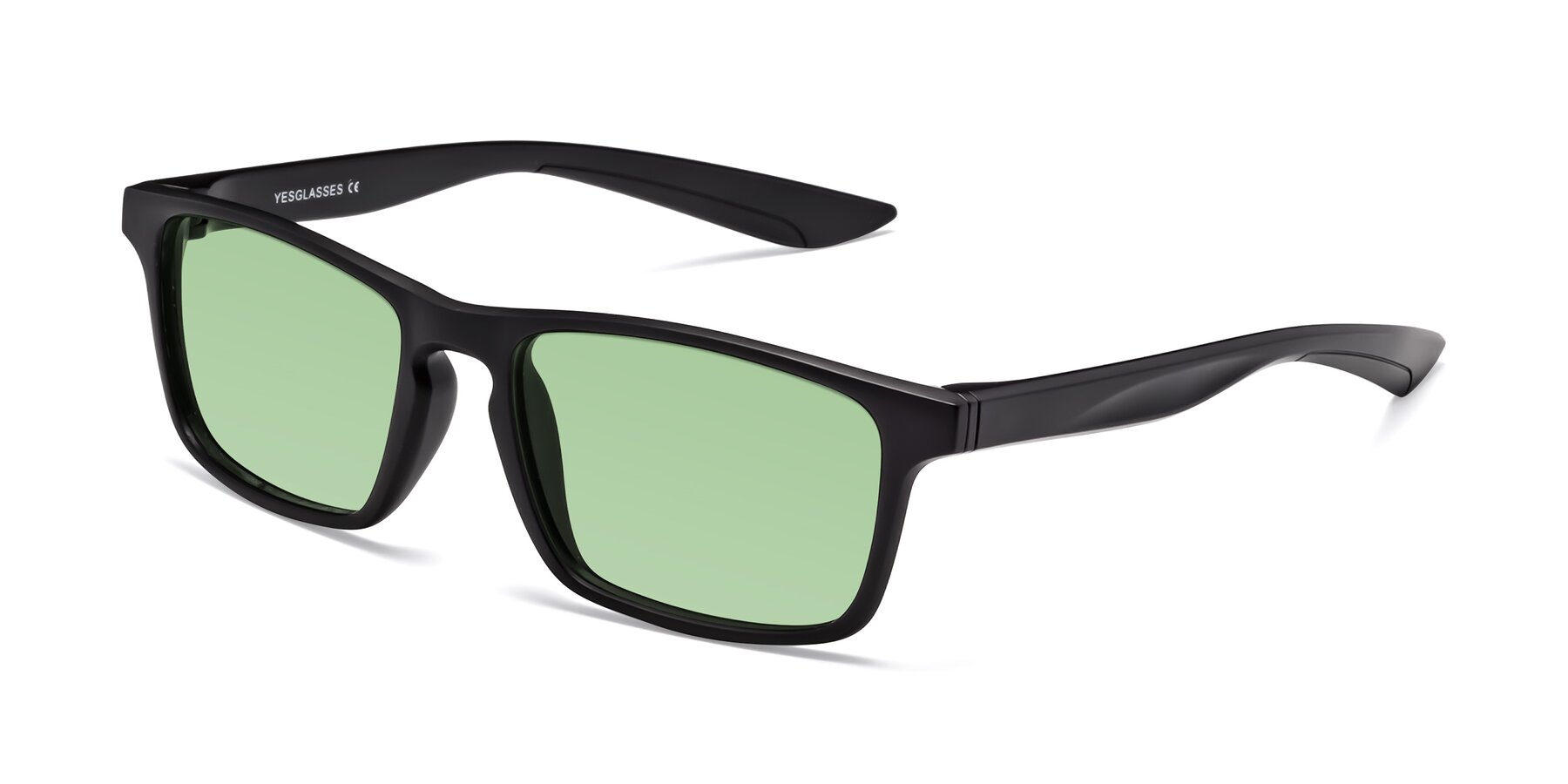 Angle of Passion in Matte Black with Medium Green Tinted Lenses