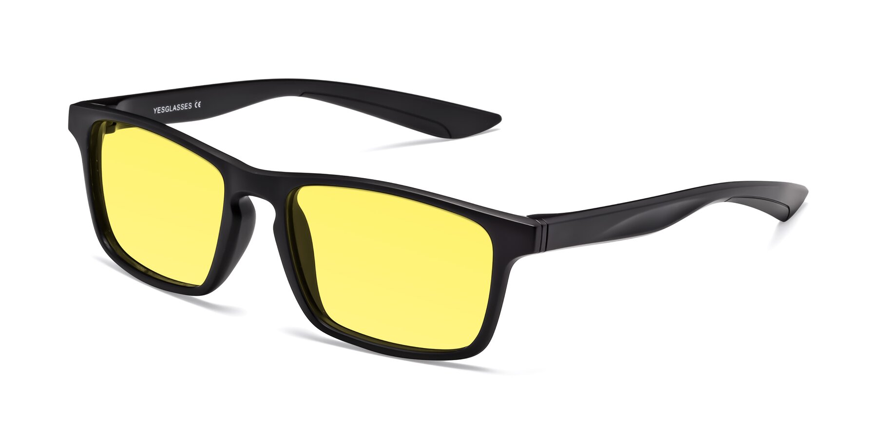 Angle of Passion in Matte Black with Medium Yellow Tinted Lenses