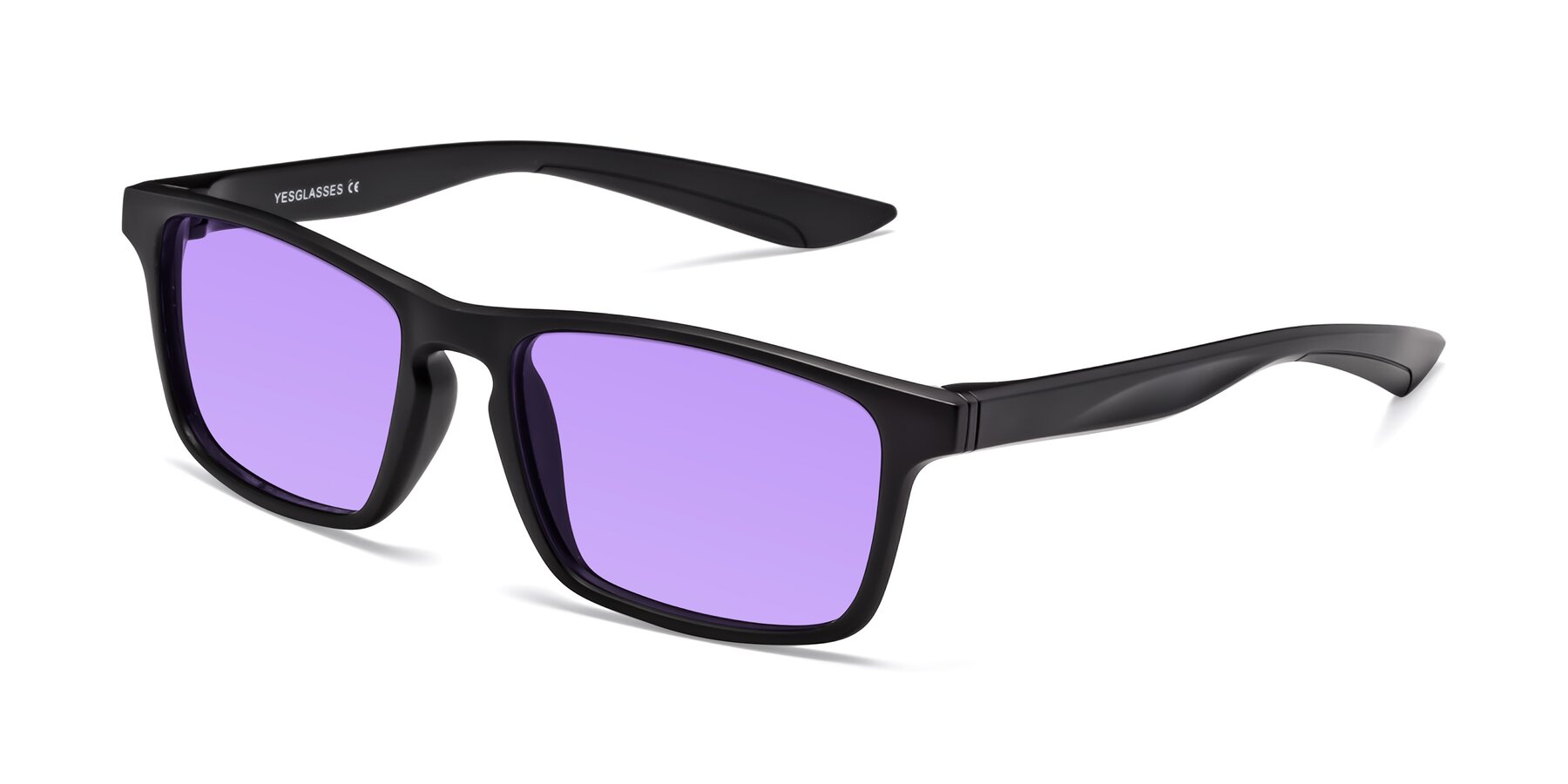 Angle of Passion in Matte Black with Medium Purple Tinted Lenses