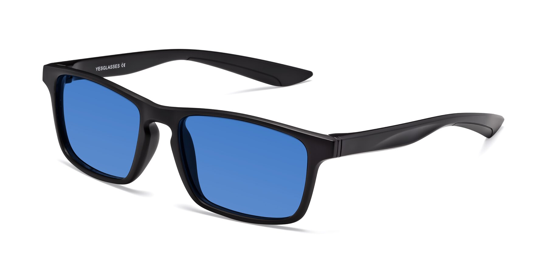 Angle of Passion in Matte Black with Blue Tinted Lenses