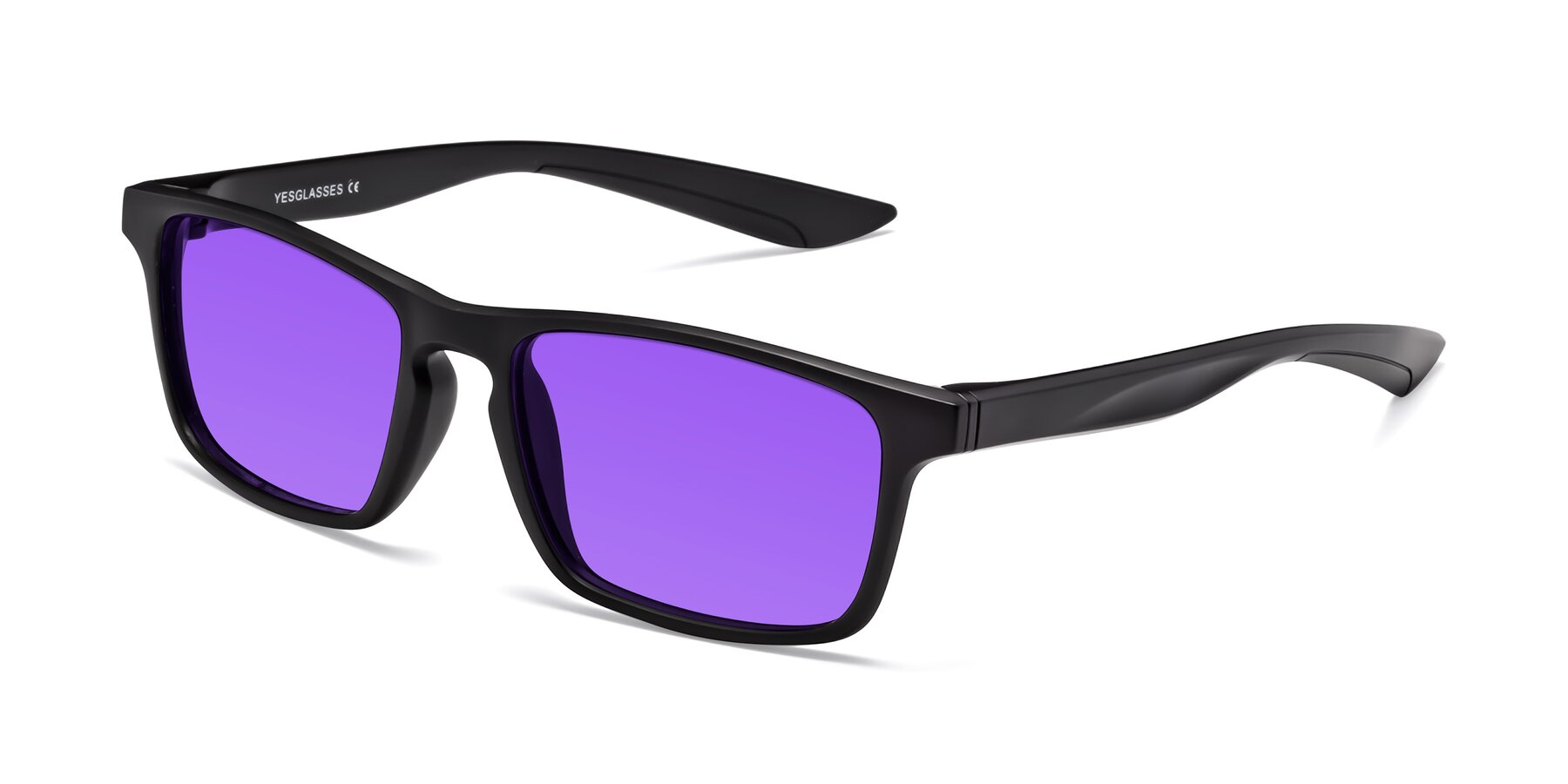 Angle of Passion in Matte Black with Purple Tinted Lenses