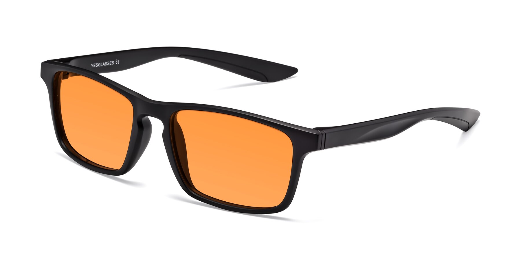 Angle of Passion in Matte Black with Orange Tinted Lenses