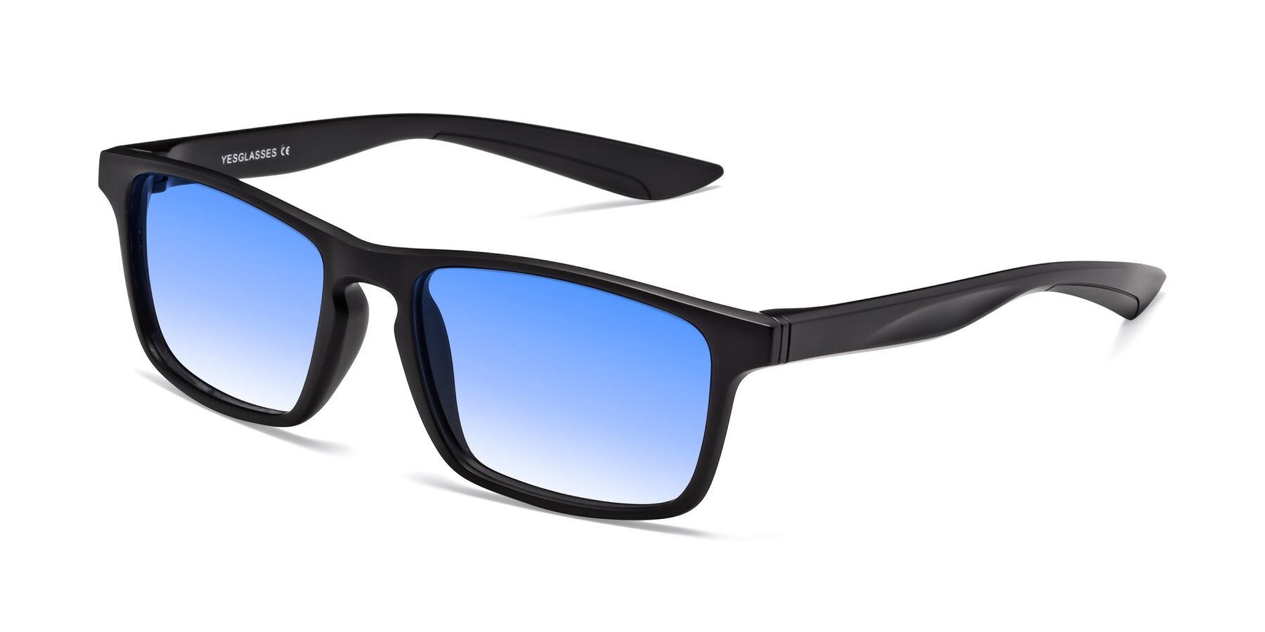 Angle of Passion in Matte Black with Blue Gradient Lenses