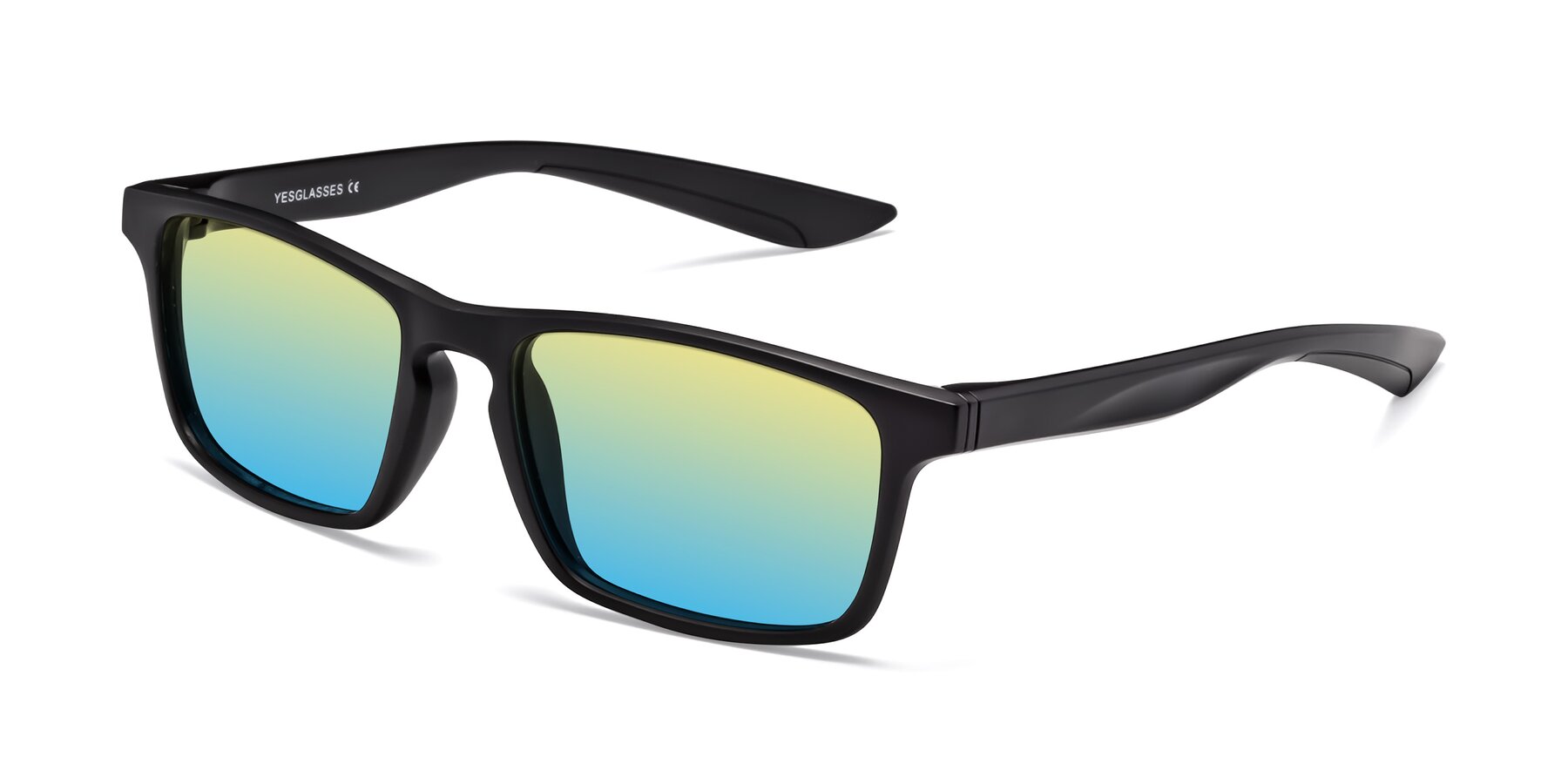 Angle of Passion in Matte Black with Yellow / Blue Gradient Lenses