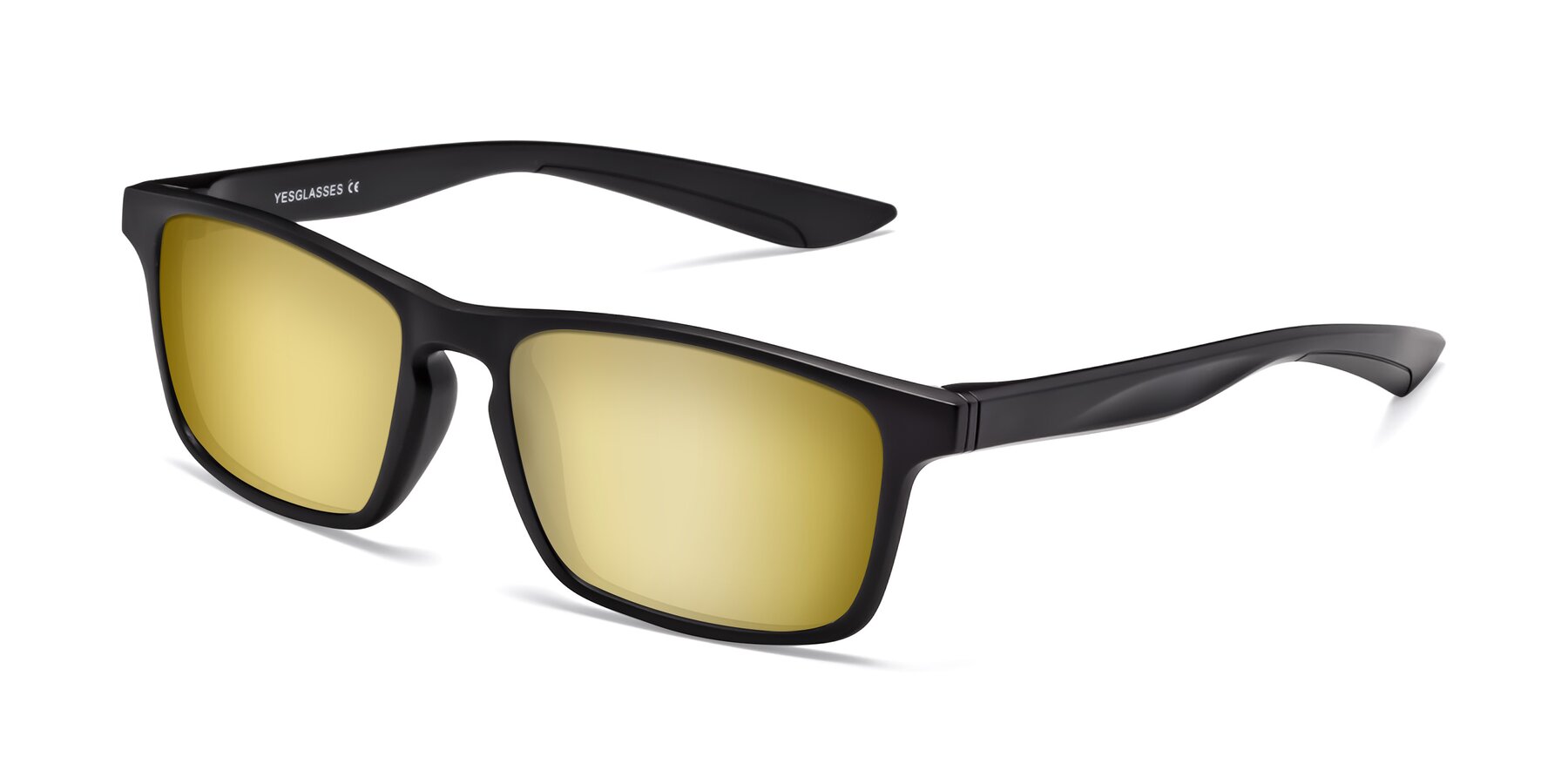 Angle of Passion in Matte Black with Gold Mirrored Lenses
