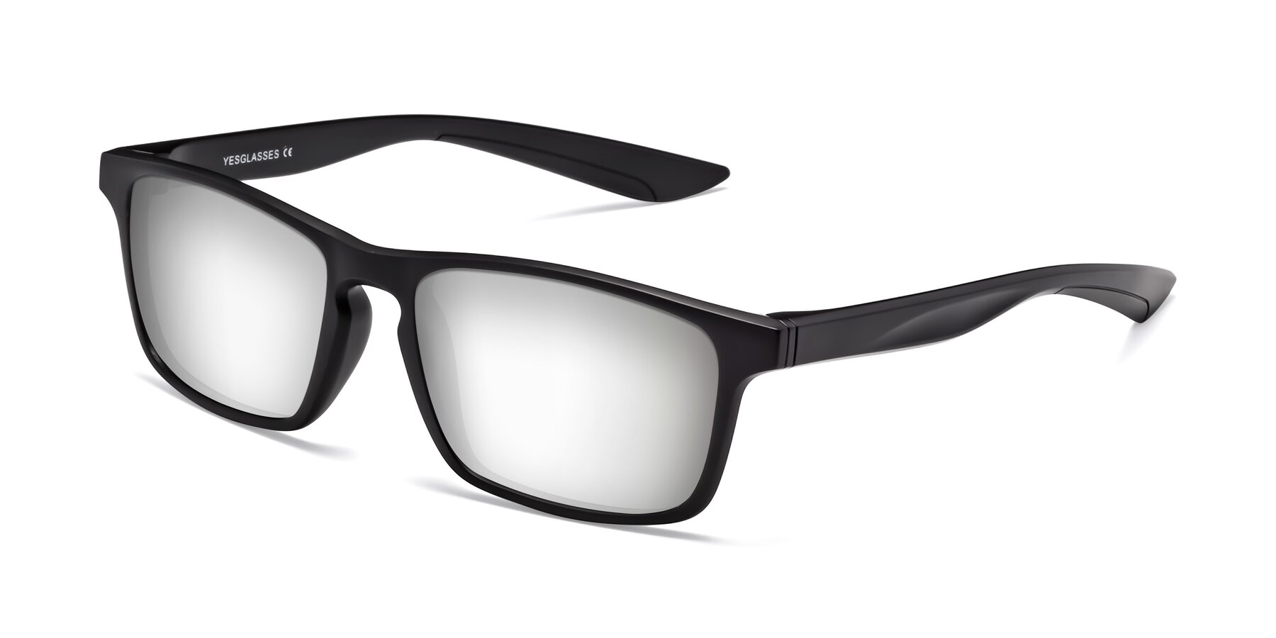 Angle of Passion in Matte Black with Silver Mirrored Lenses