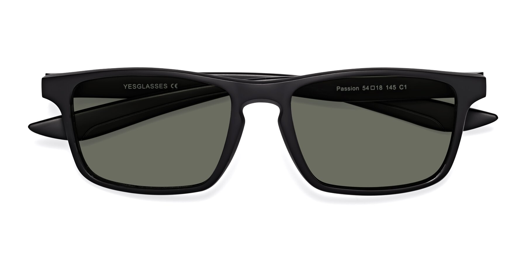Folded Front of Passion in Matte Black with Gray Polarized Lenses