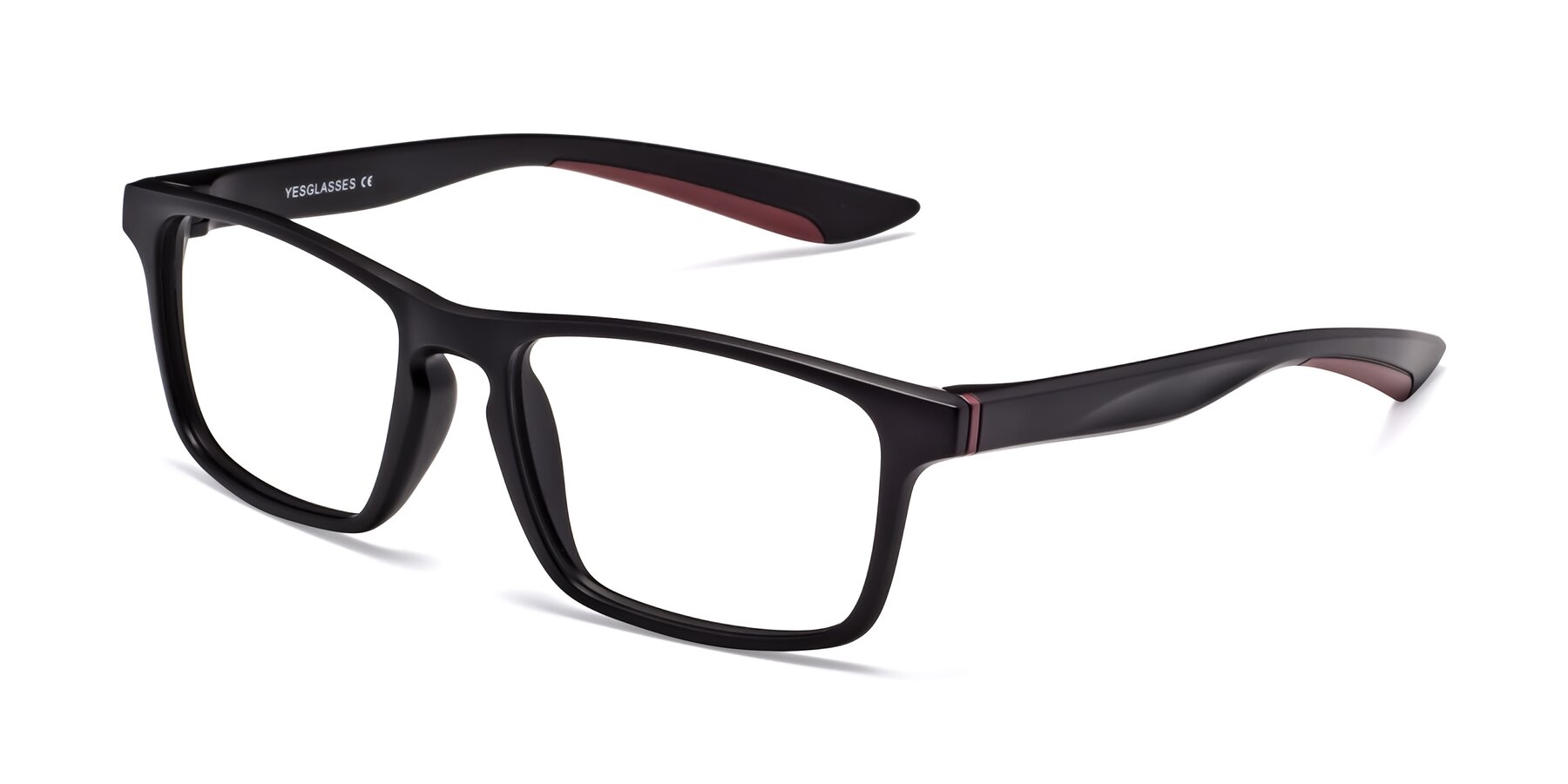 Angle of Passion in Matte Black-Wine with Clear Eyeglass Lenses