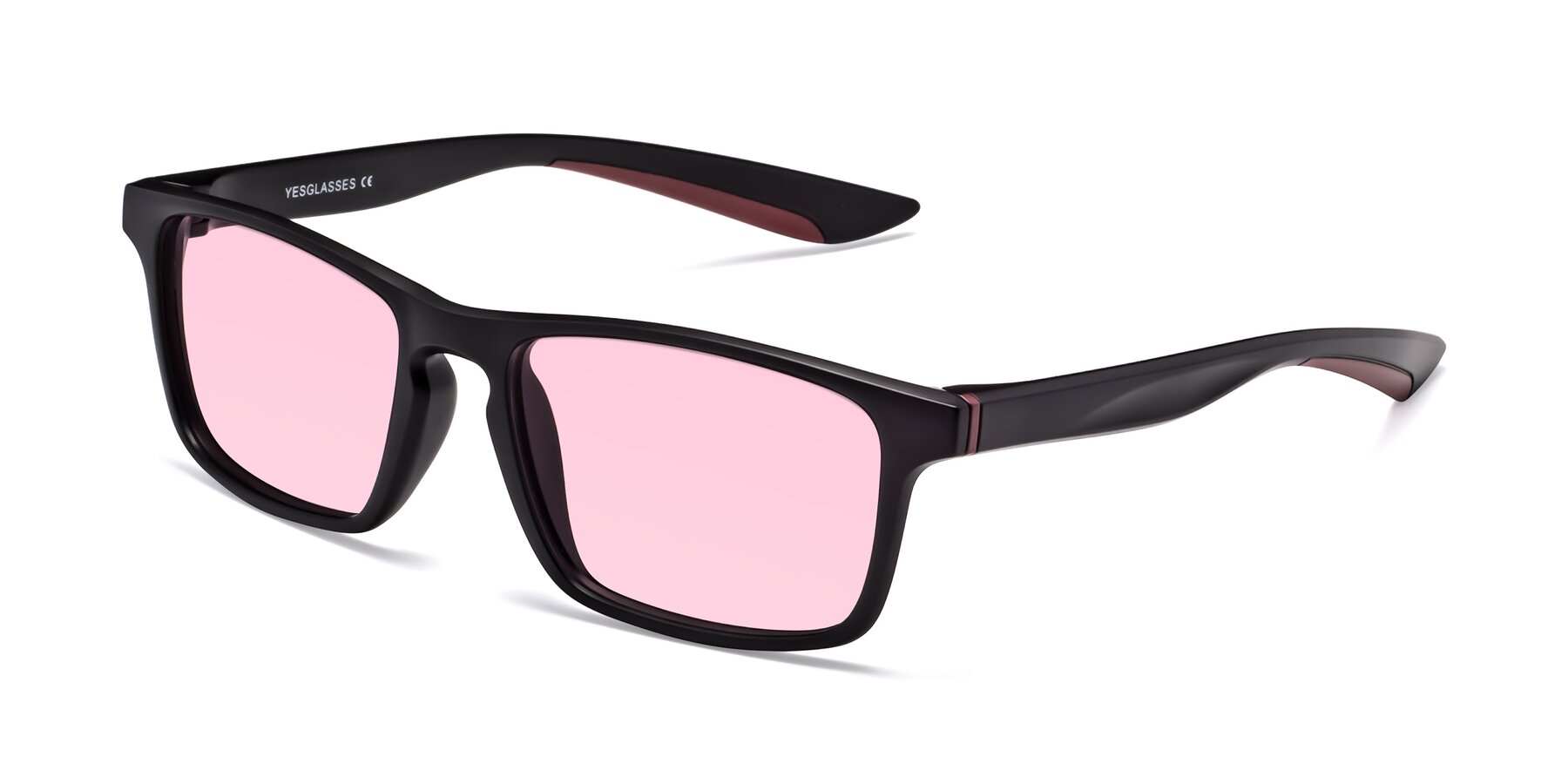 Angle of Passion in Matte Black-Wine with Light Pink Tinted Lenses