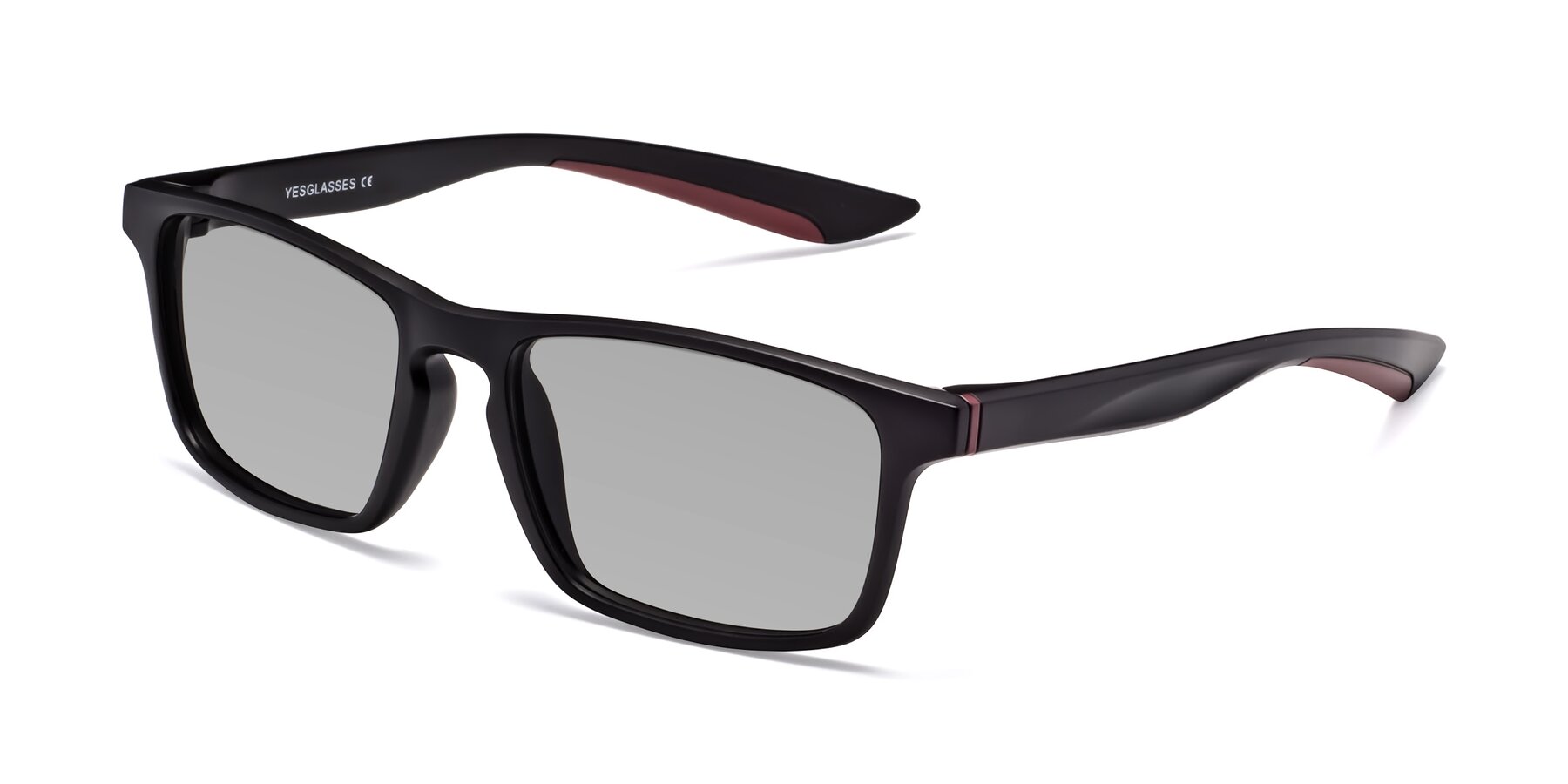 Angle of Passion in Matte Black-Wine with Light Gray Tinted Lenses