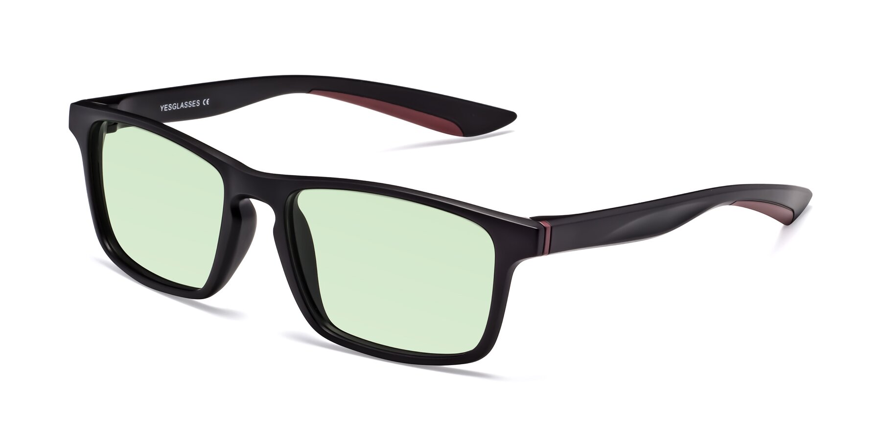 Angle of Passion in Matte Black-Wine with Light Green Tinted Lenses