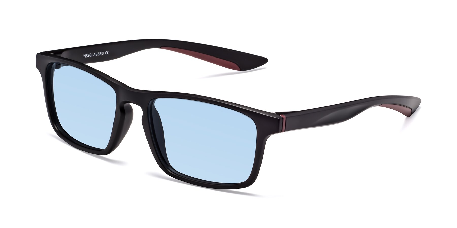 Angle of Passion in Matte Black-Wine with Light Blue Tinted Lenses
