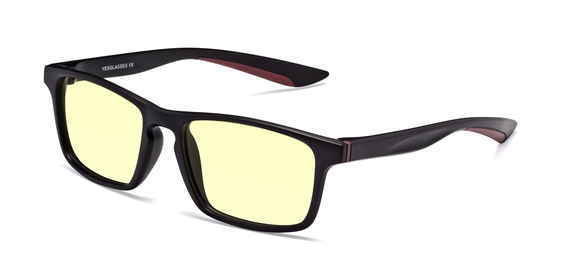 Angle of Passion in Matte Black-Wine with Light Yellow Tinted Lenses