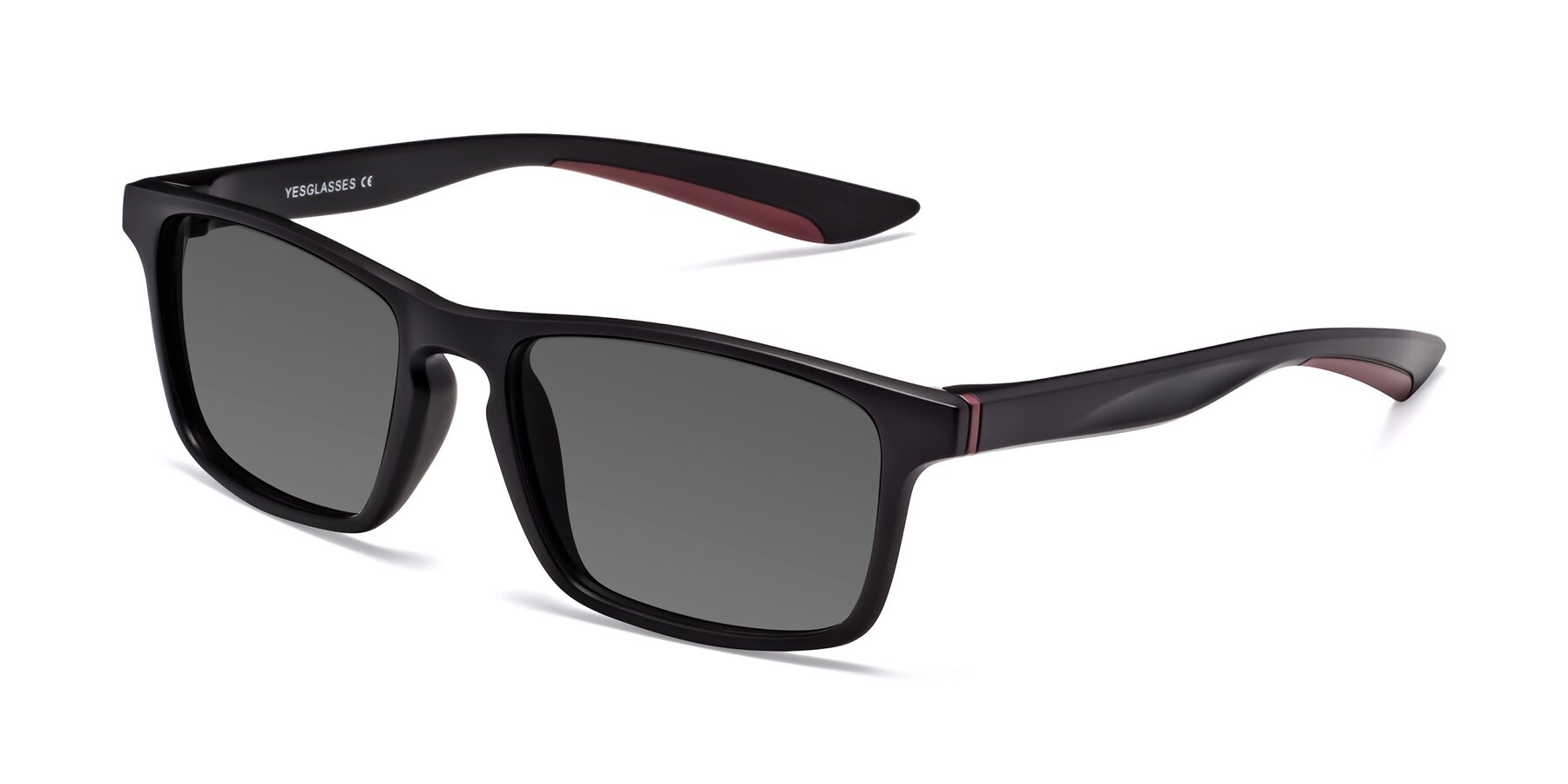 Angle of Passion in Matte Black-Wine with Medium Gray Tinted Lenses