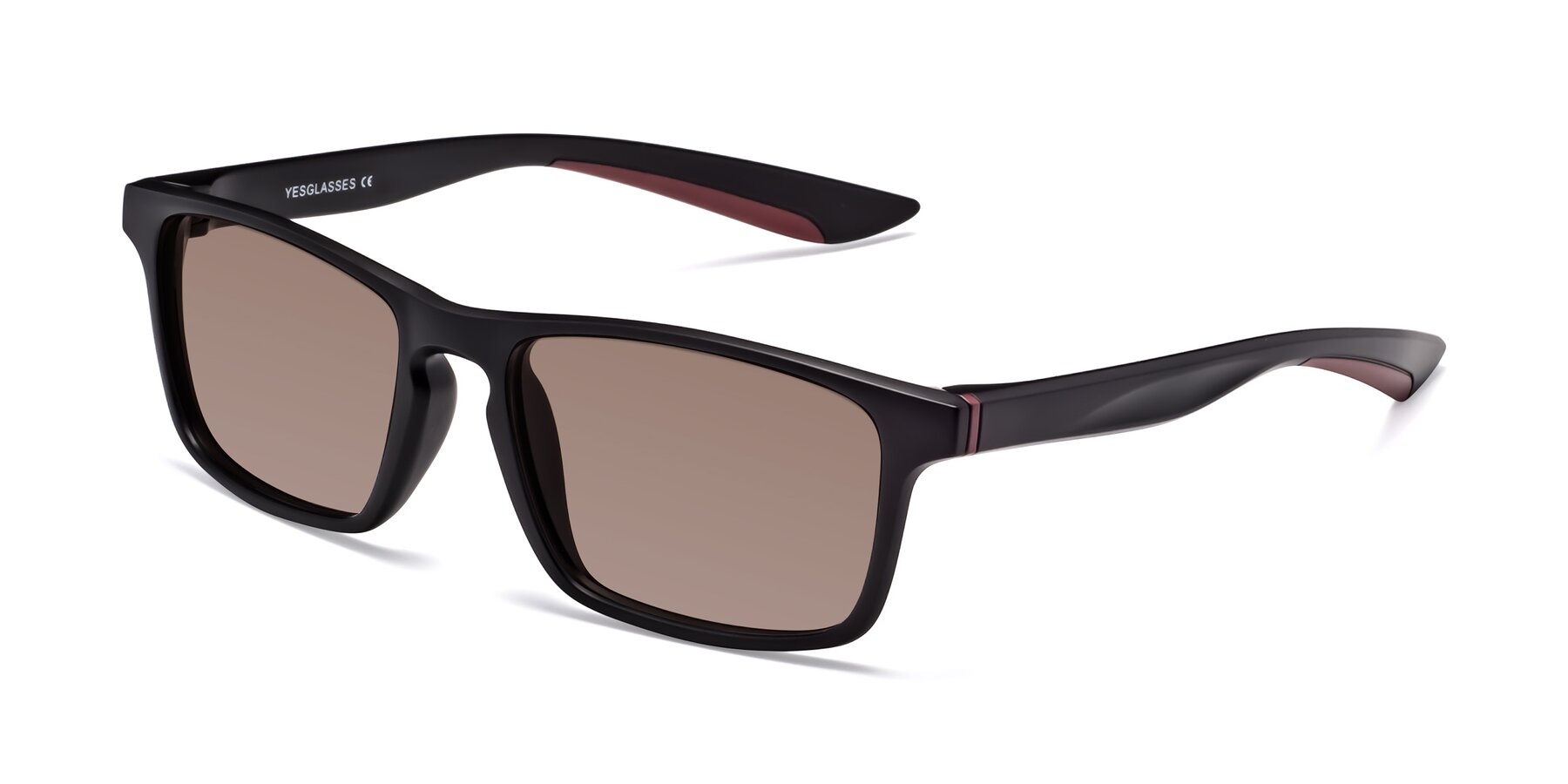 Angle of Passion in Matte Black-Wine with Medium Brown Tinted Lenses