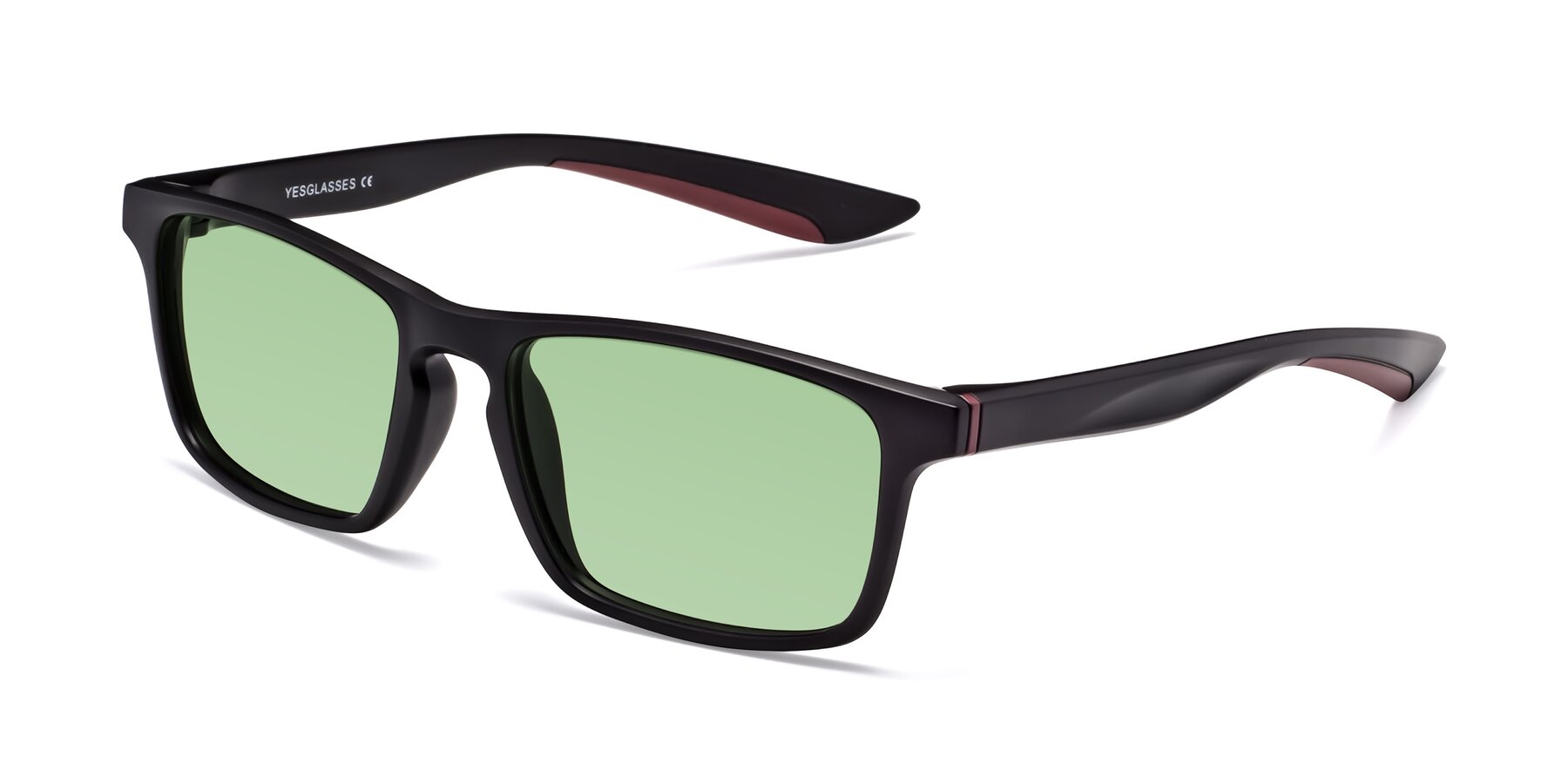 Angle of Passion in Matte Black-Wine with Medium Green Tinted Lenses