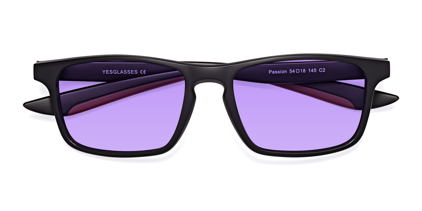 Passion - Matte Black/Wine Tinted Sunglasses