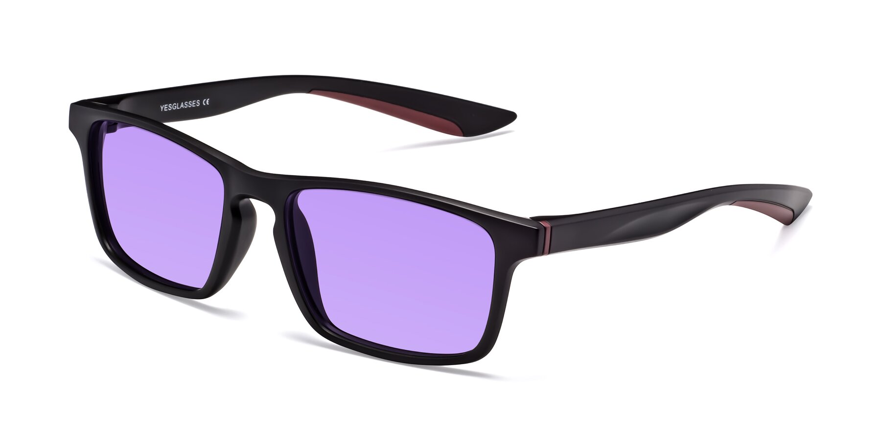 Angle of Passion in Matte Black-Wine with Medium Purple Tinted Lenses