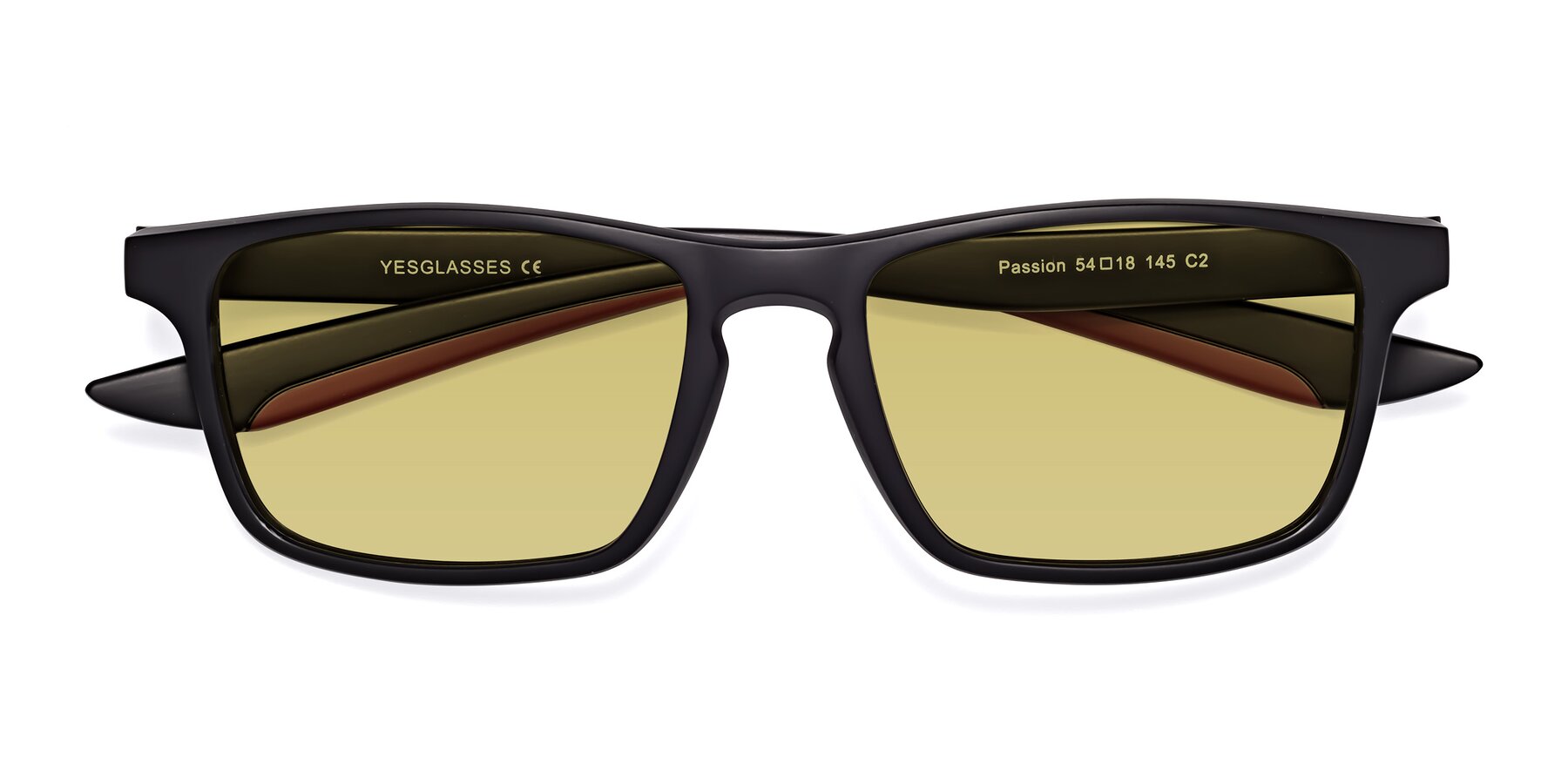 Folded Front of Passion in Matte Black-Wine with Medium Champagne Tinted Lenses