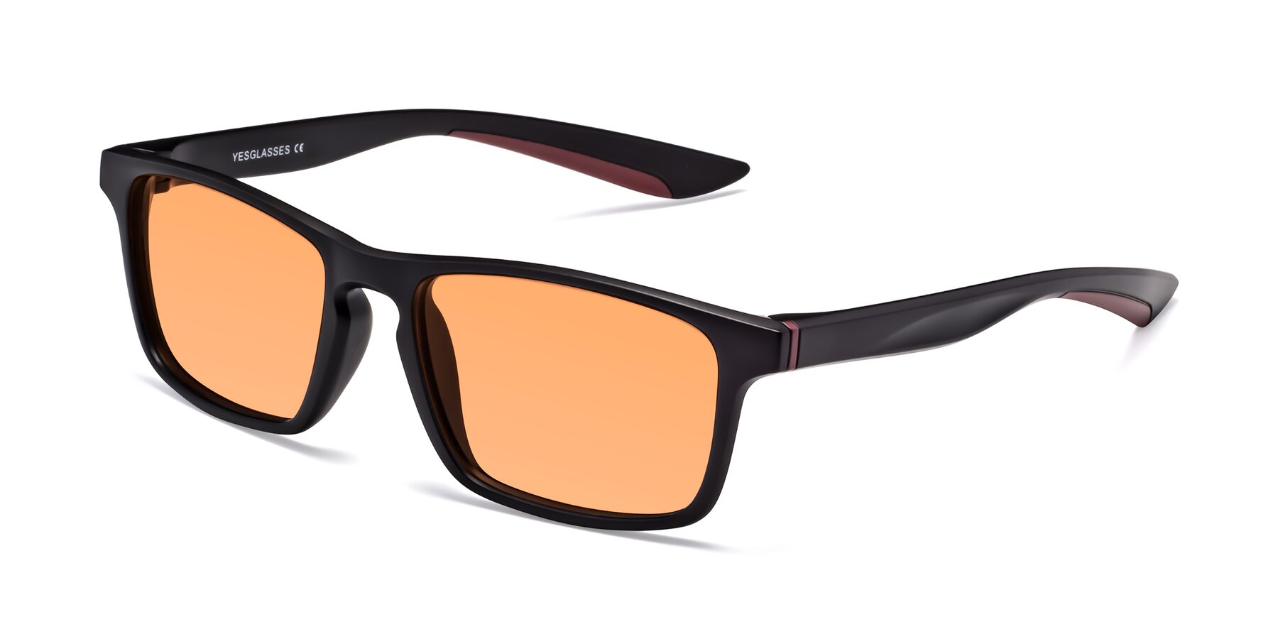 Angle of Passion in Matte Black-Wine with Medium Orange Tinted Lenses