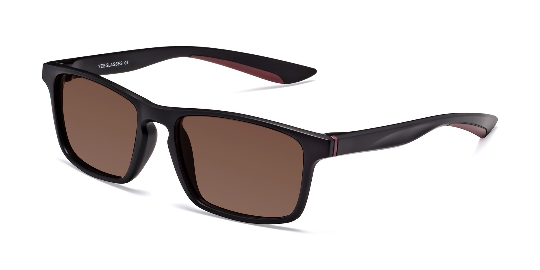 Angle of Passion in Matte Black-Wine with Brown Tinted Lenses