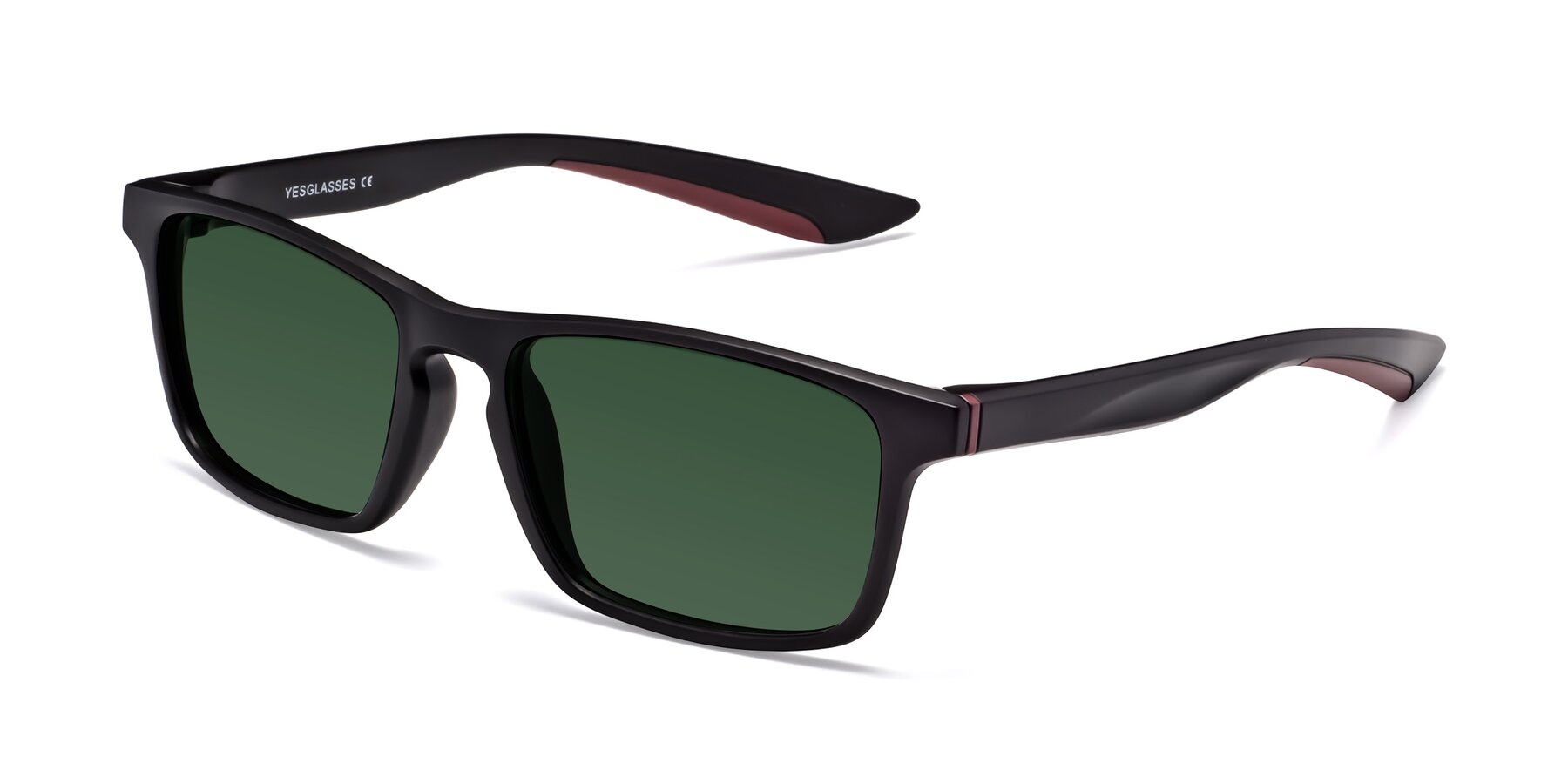 Angle of Passion in Matte Black-Wine with Green Tinted Lenses