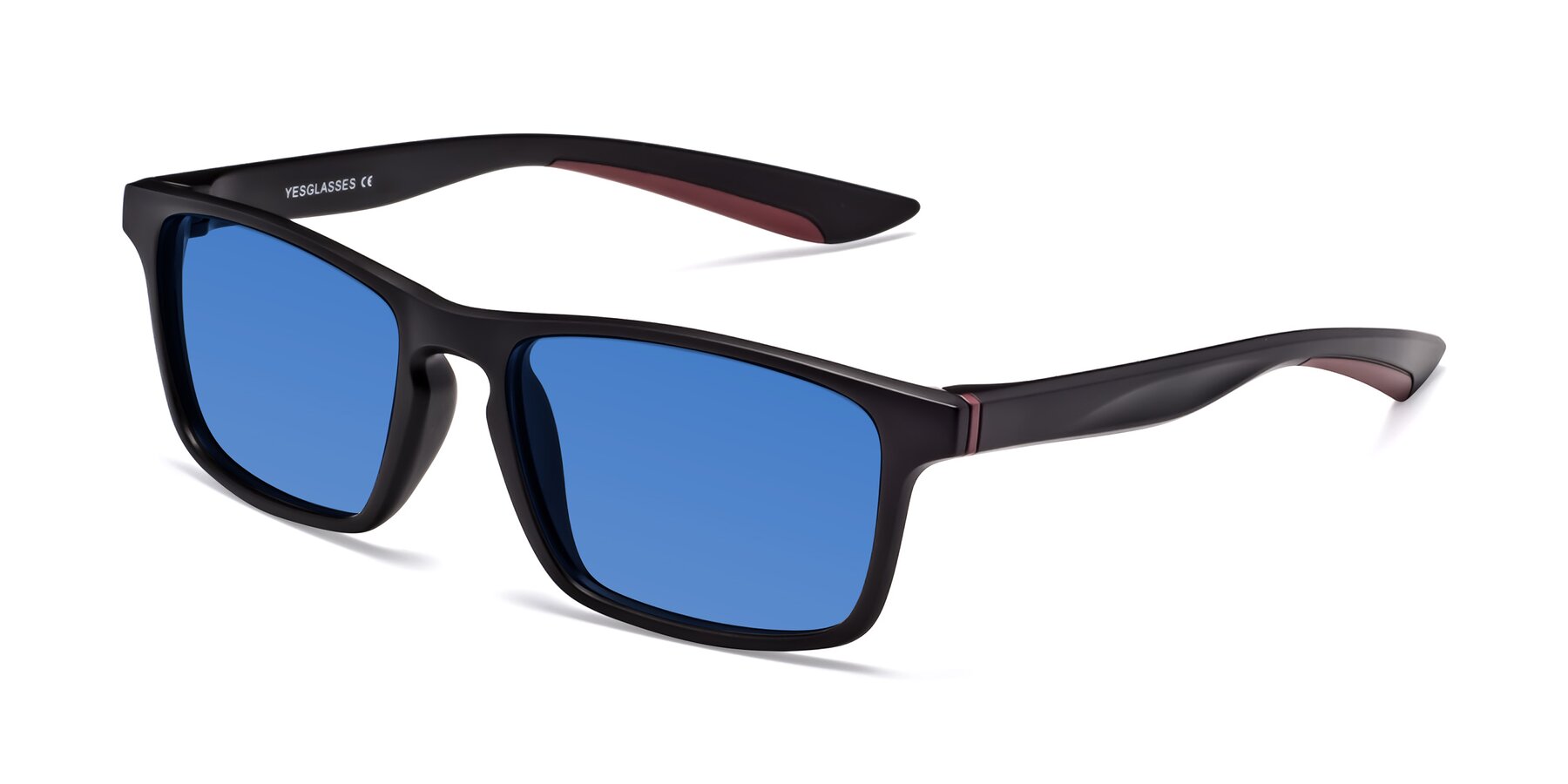 Angle of Passion in Matte Black-Wine with Blue Tinted Lenses