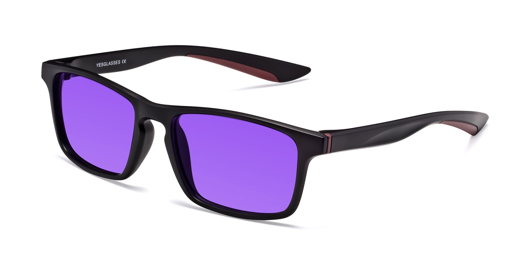 Angle of Passion in Matte Black-Wine with Purple Tinted Lenses