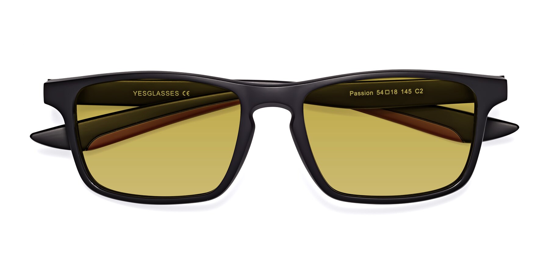 Folded Front of Passion in Matte Black-Wine with Champagne Tinted Lenses