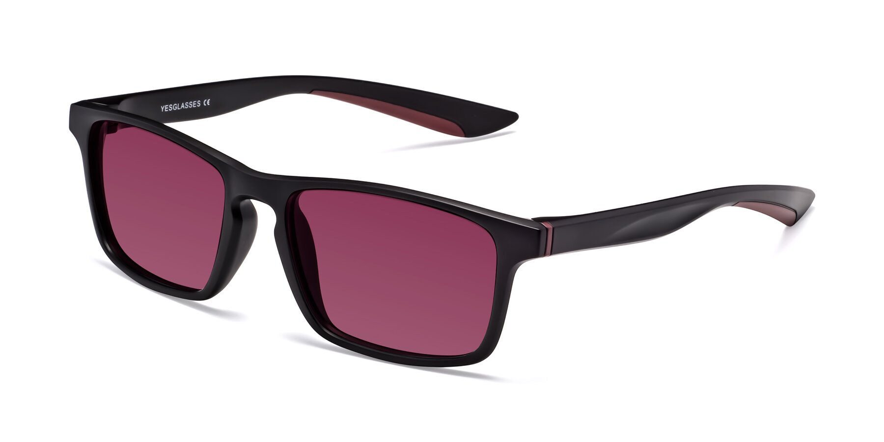 Angle of Passion in Matte Black-Wine with Wine Tinted Lenses