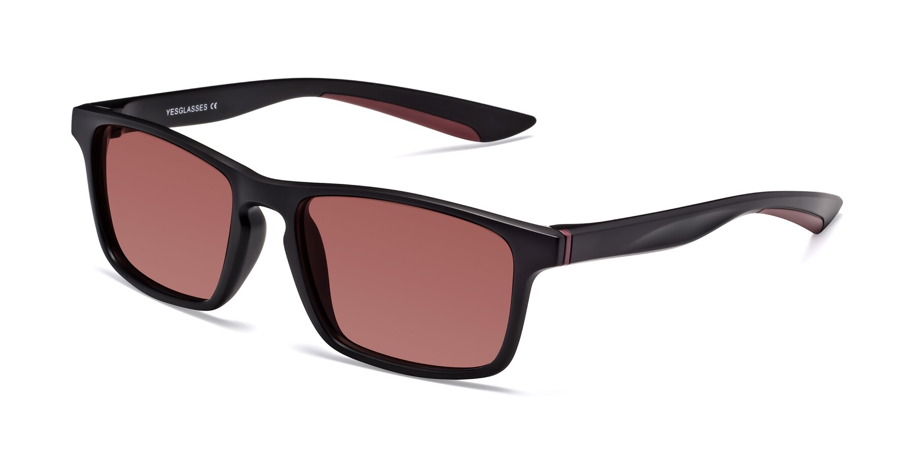 Angle of Passion in Matte Black-Wine with Garnet Tinted Lenses