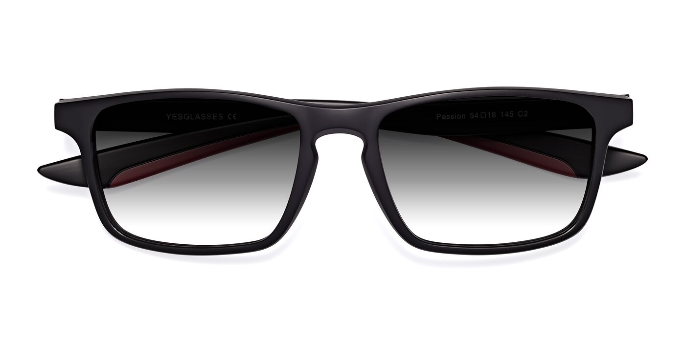 Passion - Matte Black/Wine Gradient Sunglasses
