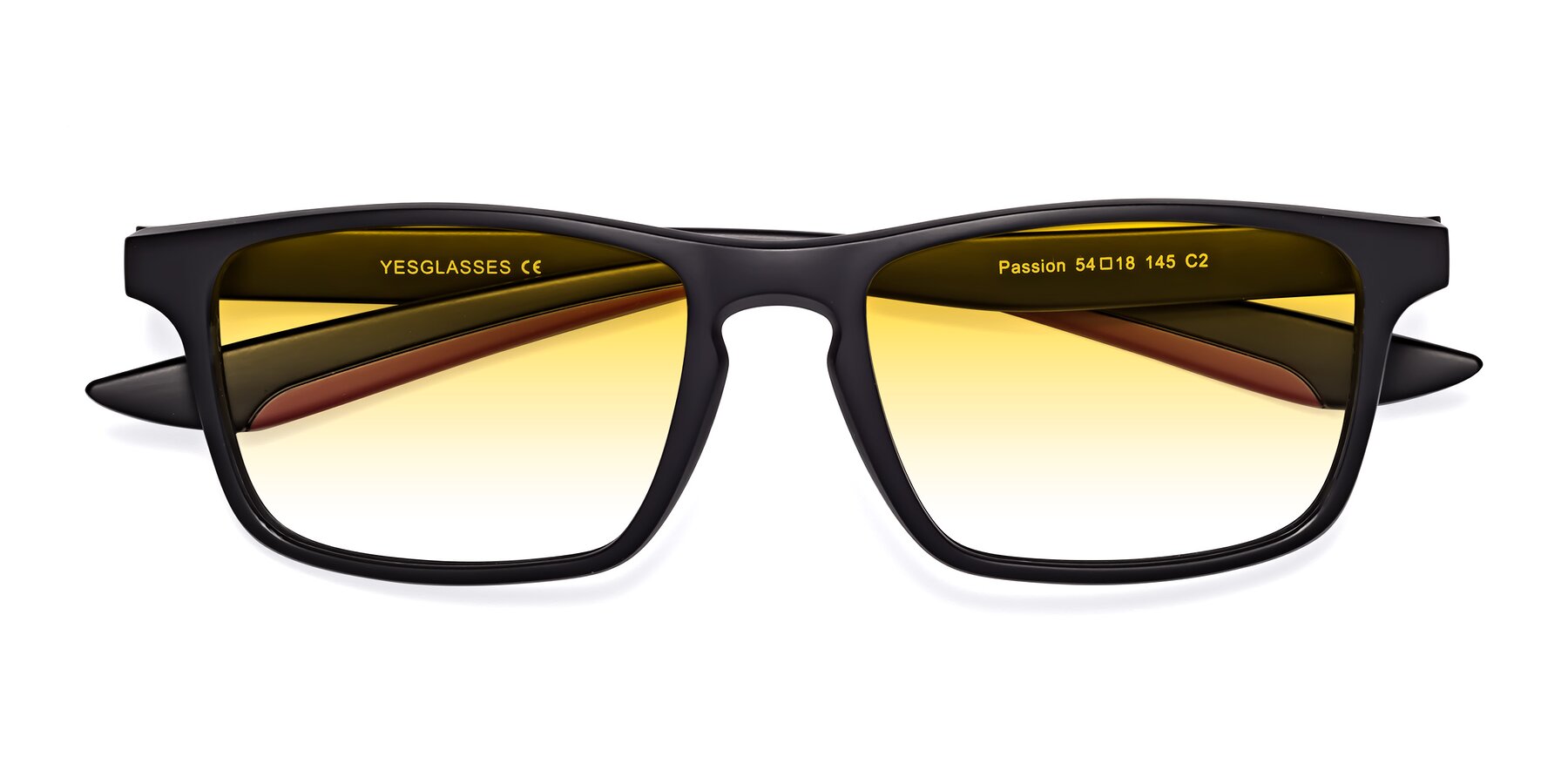 Folded Front of Passion in Matte Black-Wine with Yellow Gradient Lenses