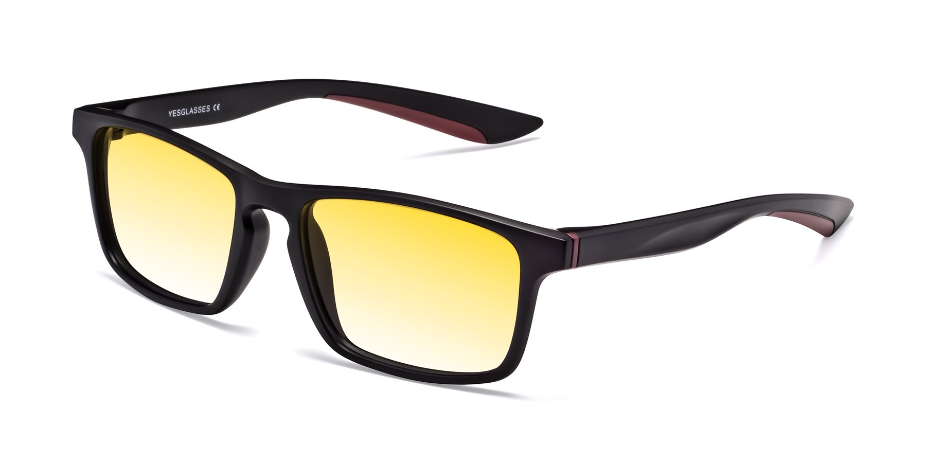 Angle of Passion in Matte Black-Wine with Yellow Gradient Lenses