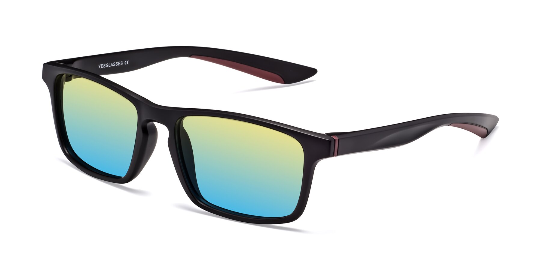 Angle of Passion in Matte Black-Wine with Yellow / Blue Gradient Lenses