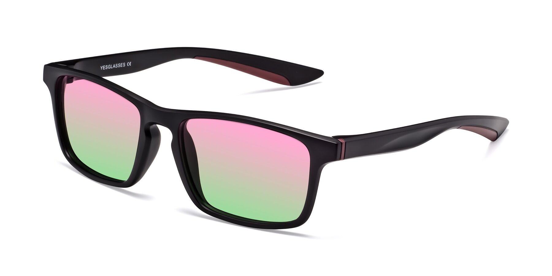 Angle of Passion in Matte Black-Wine with Pink / Green Gradient Lenses