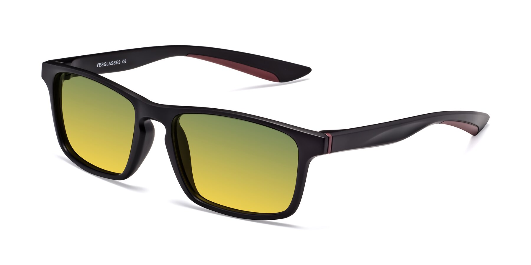 Angle of Passion in Matte Black-Wine with Green / Yellow Gradient Lenses