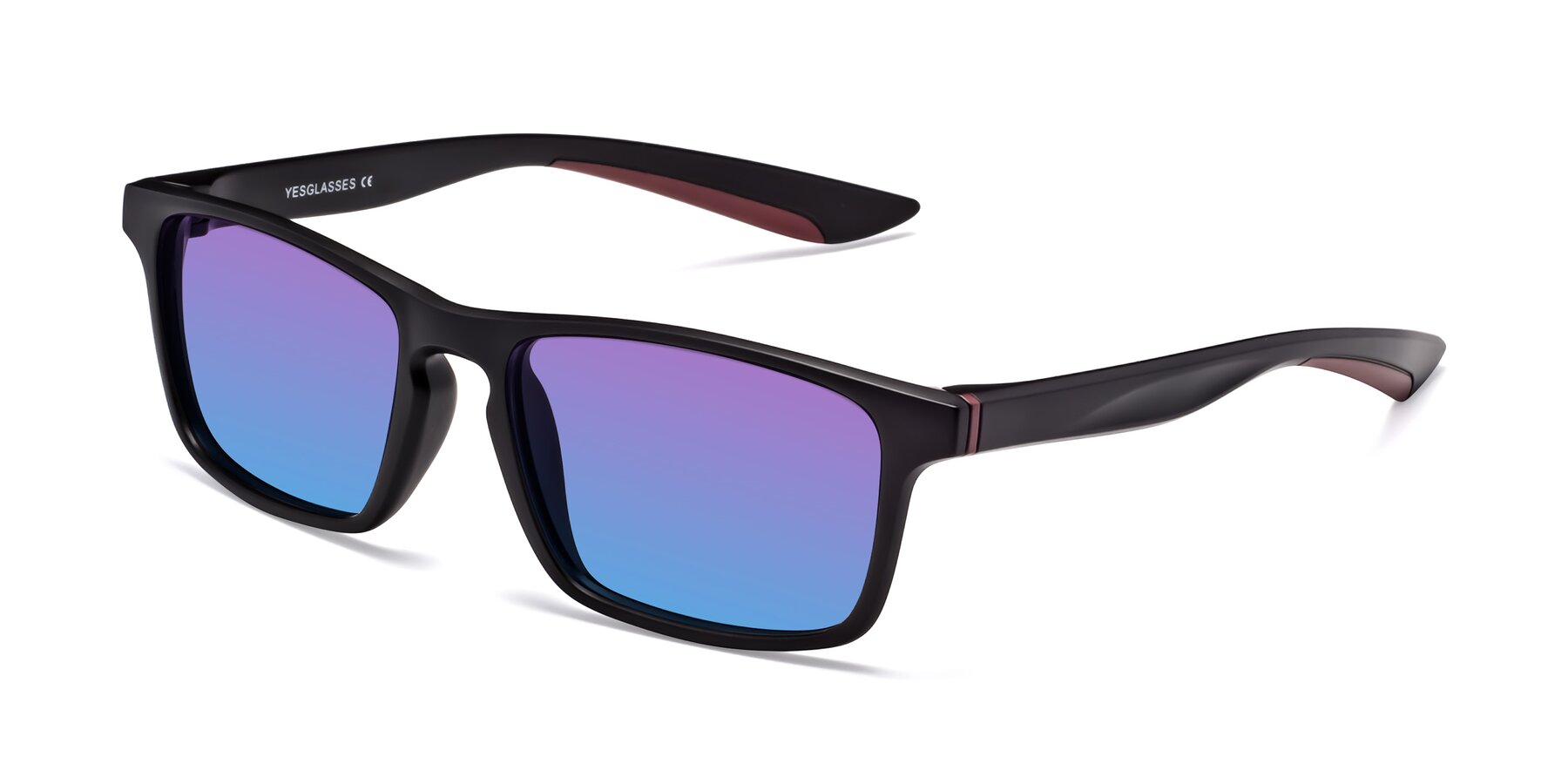 Angle of Passion in Matte Black-Wine with Purple / Blue Gradient Lenses