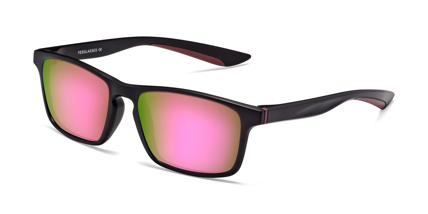 Angle of Passion in Matte Black-Wine with Pink Mirrored Lenses