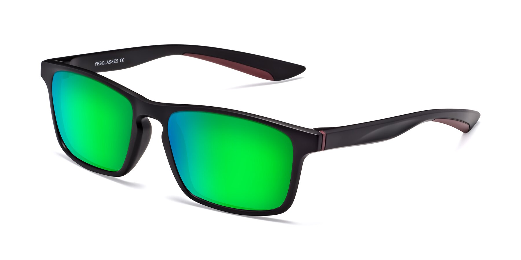 Angle of Passion in Matte Black-Wine with Green Mirrored Lenses