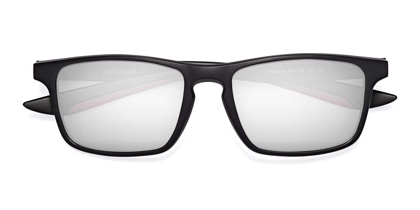 Passion - Matte Black/Wine Flash Mirrored Sunglasses