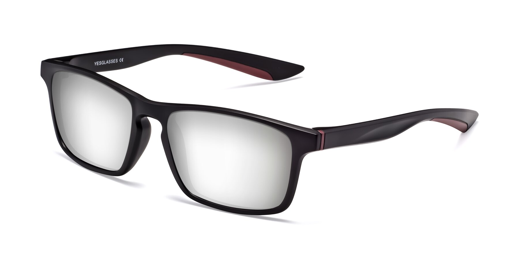 Angle of Passion in Matte Black-Wine with Silver Mirrored Lenses