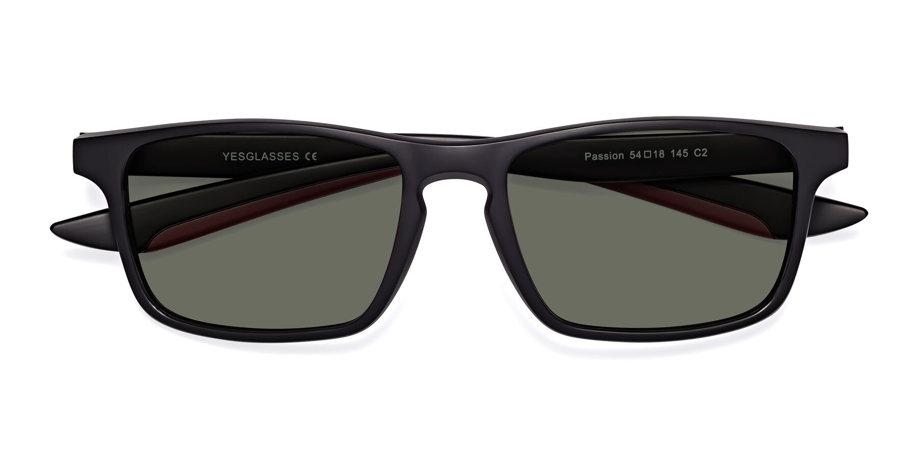 Folded Front of Passion in Matte Black-Wine with Gray Polarized Lenses