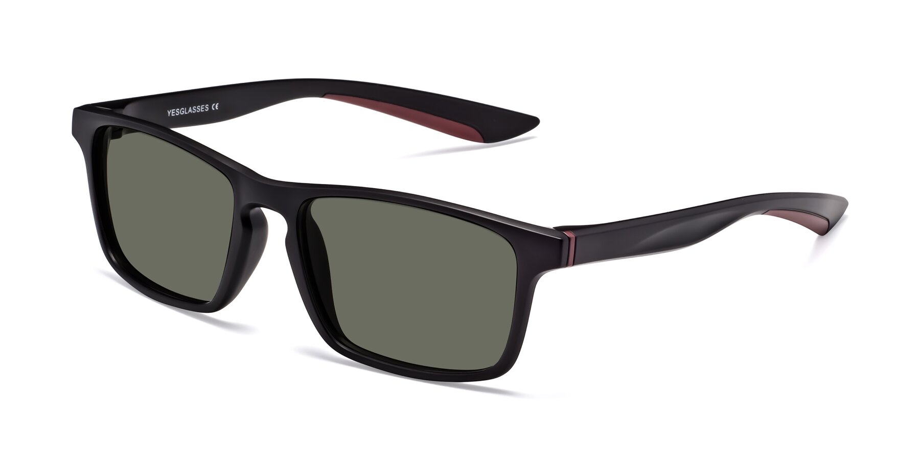 Angle of Passion in Matte Black-Wine with Gray Polarized Lenses